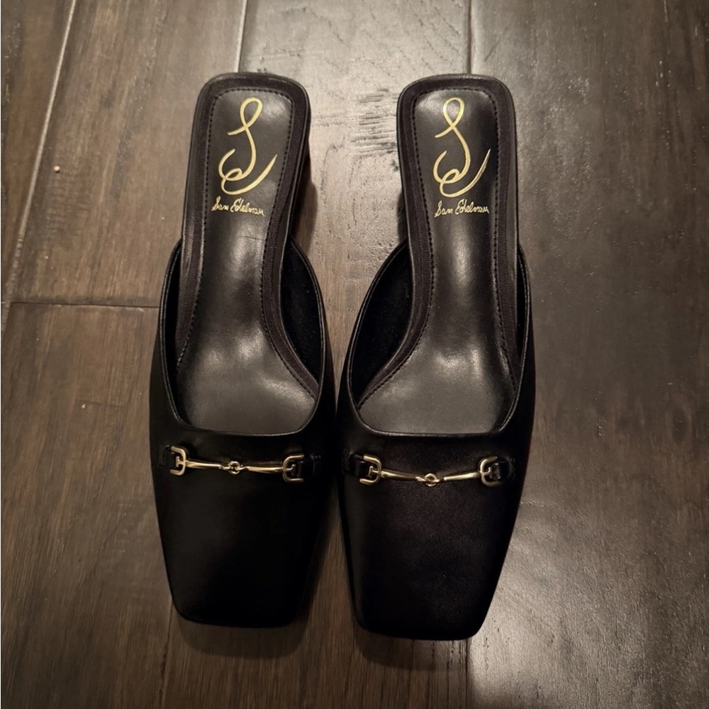 Sam Edelman Black Mules with Gold Accent